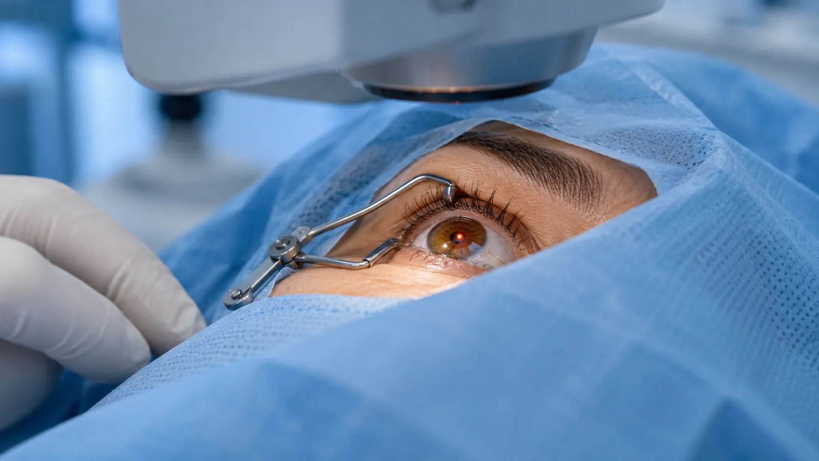 Ilustração de uma cirurgia refrativa a laser